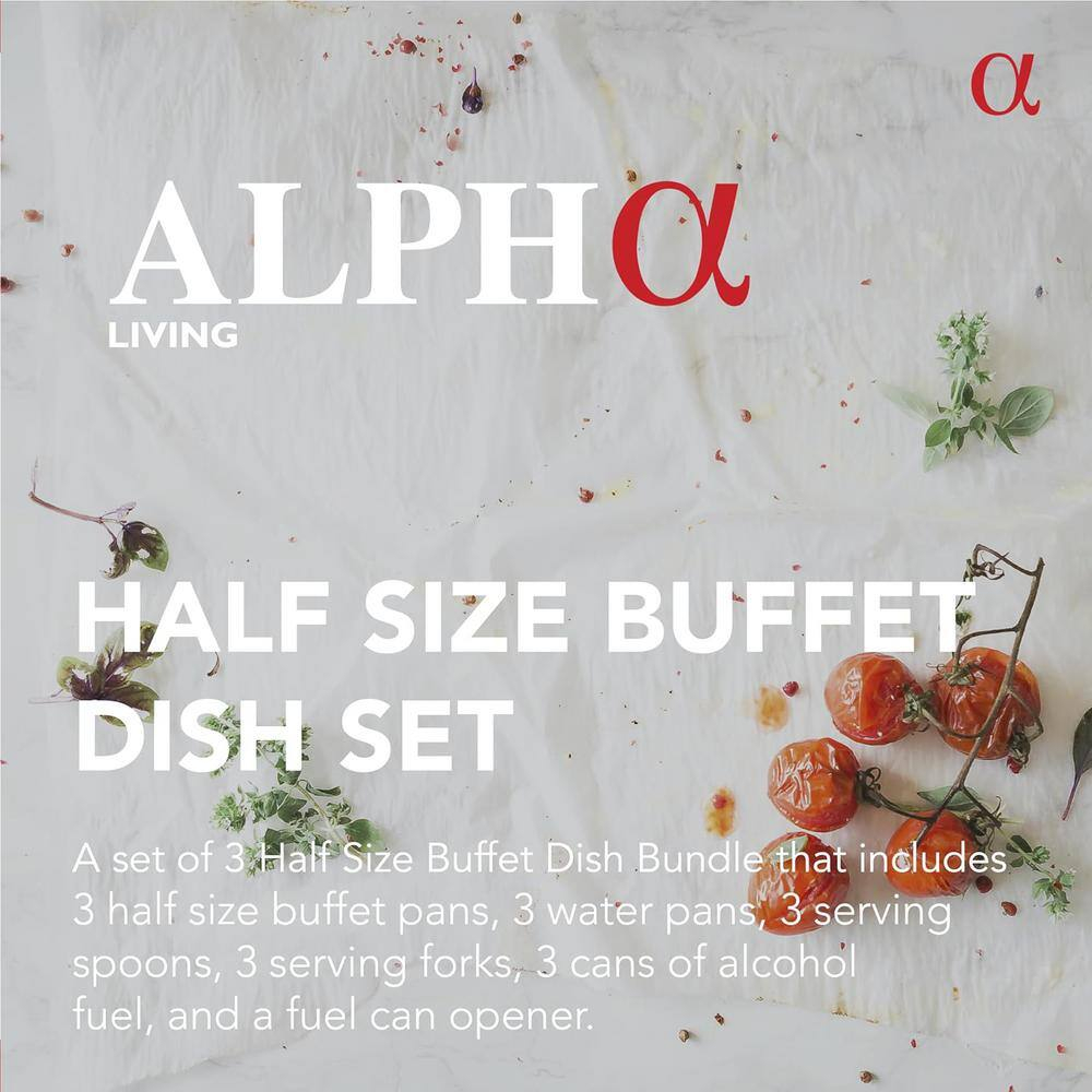 ALPHA LIVING Disposable Chafing Dish Buffet Set, Food Warmers for Parties, 6hr Fuel Cans Complete
