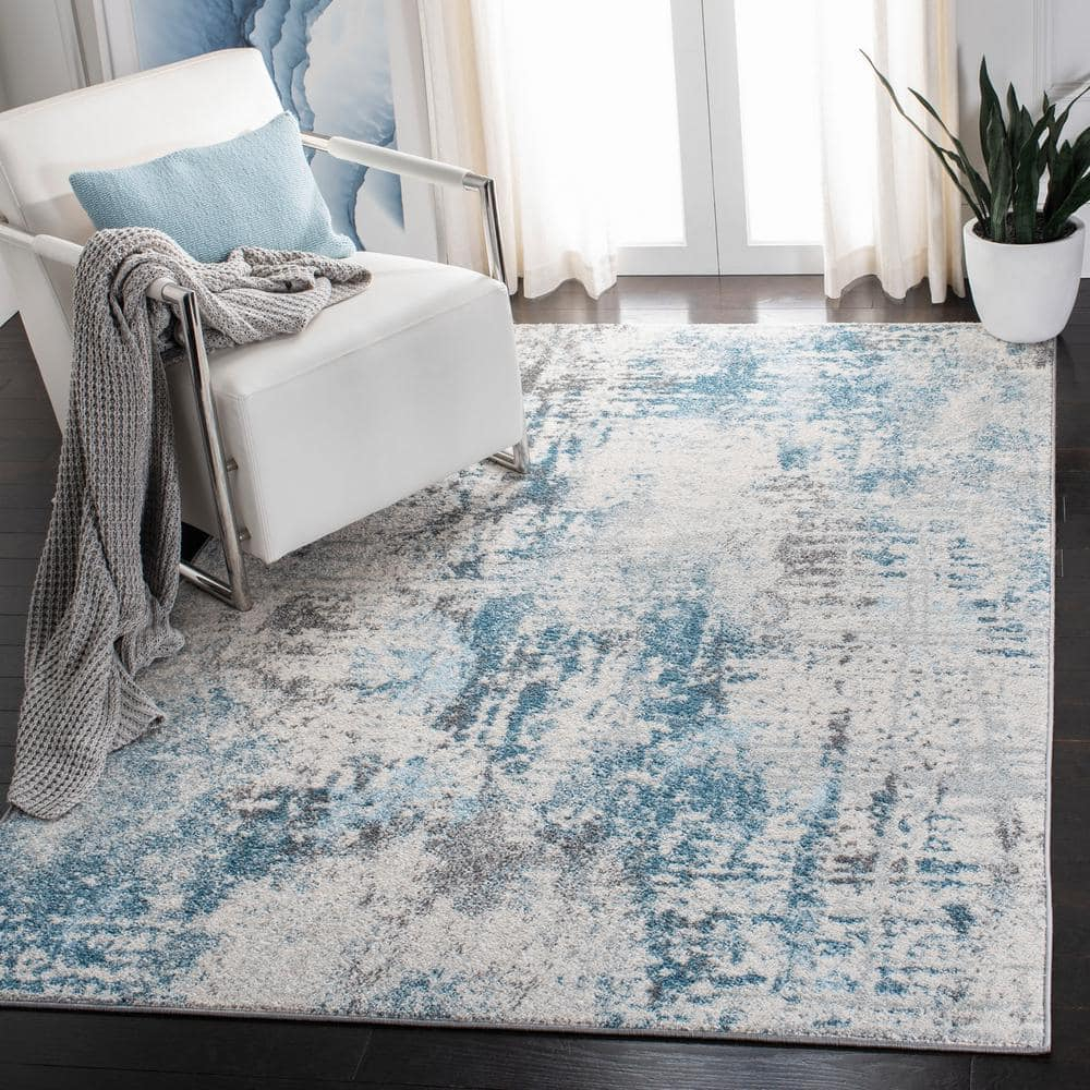 SAFAVIEH Tulum Kelsang Abstract Area Rug, 9' x 12', Ivory/Blue