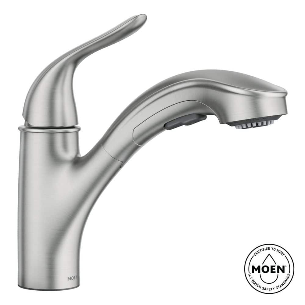 MOEN Brecklyn Single-Handle Pull-Out Sprayer Kitchen Faucet with Power Clean in Spot Resist Stainless