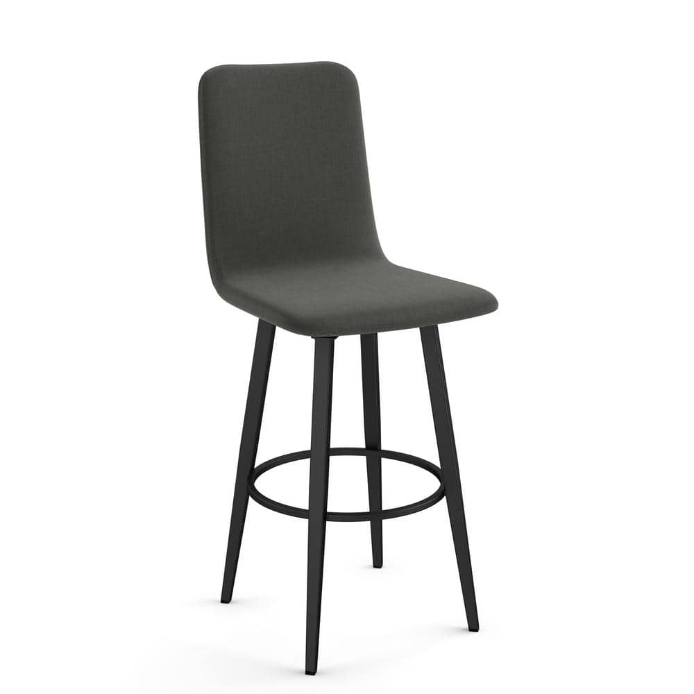 Watson 26" Charcoal Grey Polyester Swivel Counter Stool with Black Metal Frame