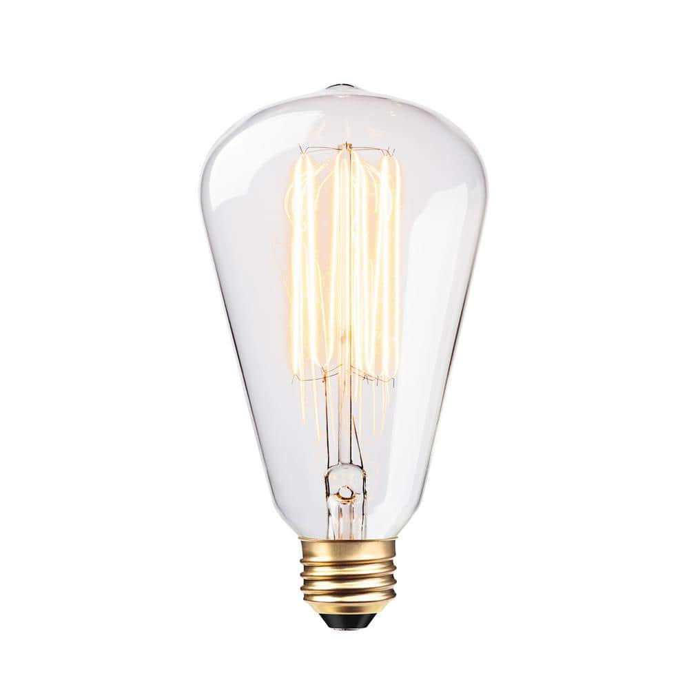 Globe Electric 60W Vintage Edison S-Type Clear Glass Dimmable Incandescent Light Bulb, 83008