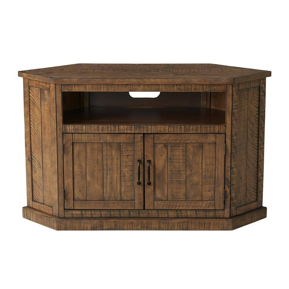 Martin Svensson Home Rustic Corner 50" Solid Wood TV Stand Natural Brown