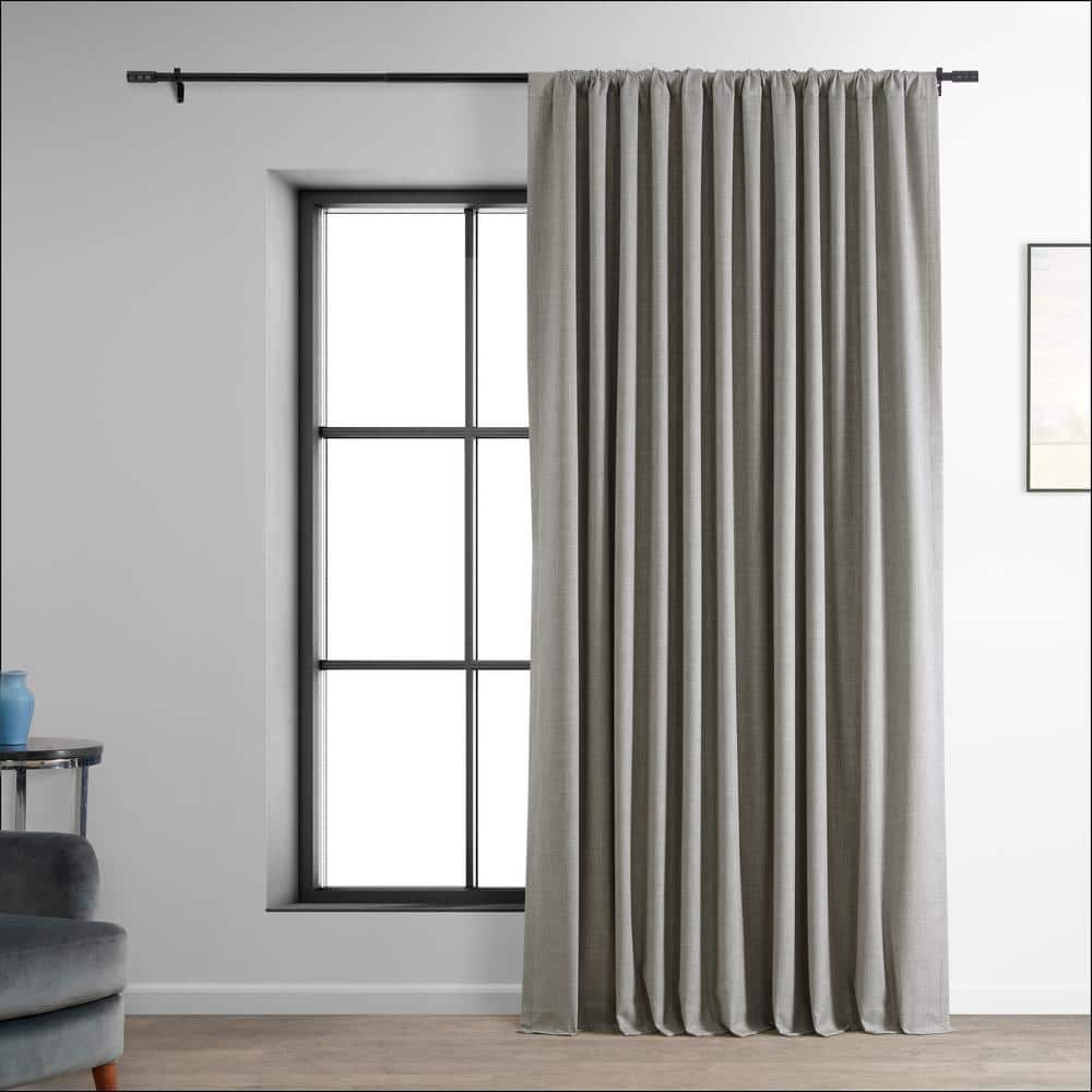 Exclusive Fabrics  Performance Linen Extrawide Hotel Blackout Curtain (1 Panel) 100 X 108 - Dark Greige