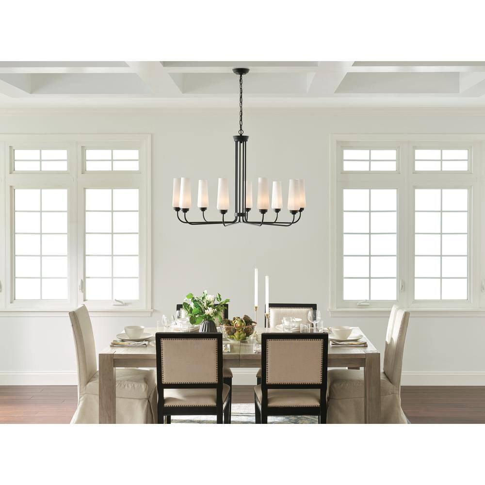 52481BK-Kichler Lighting-Truby - 9 Light Large Chandelier In Art Deco Style-26 Inches Tall-Black Finish    -Traditional Installation