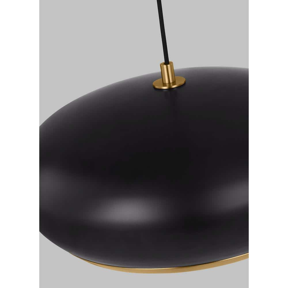 Clasica Aged Iron 18" Bowl Pendant Light with Black Shade