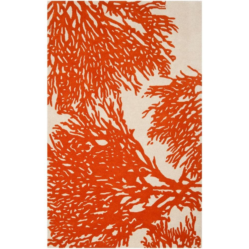 SAFAVIEH Bella Pascal Floral Coral Wool Area Rug, Beige/Terracotta, 4' x 6'