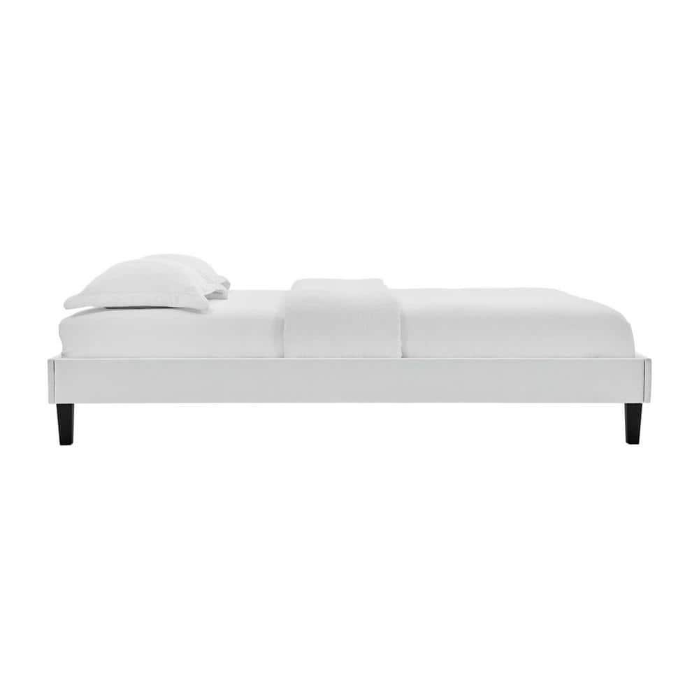 Modway Reign Queen Performance Velvet Platform Bed Frame in Light Gray