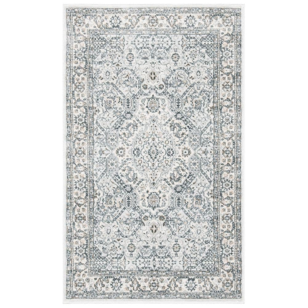 SAFAVIEH Isabella Zander Floral Bordered Area Rug, Grey/Cream, 3' x 5'