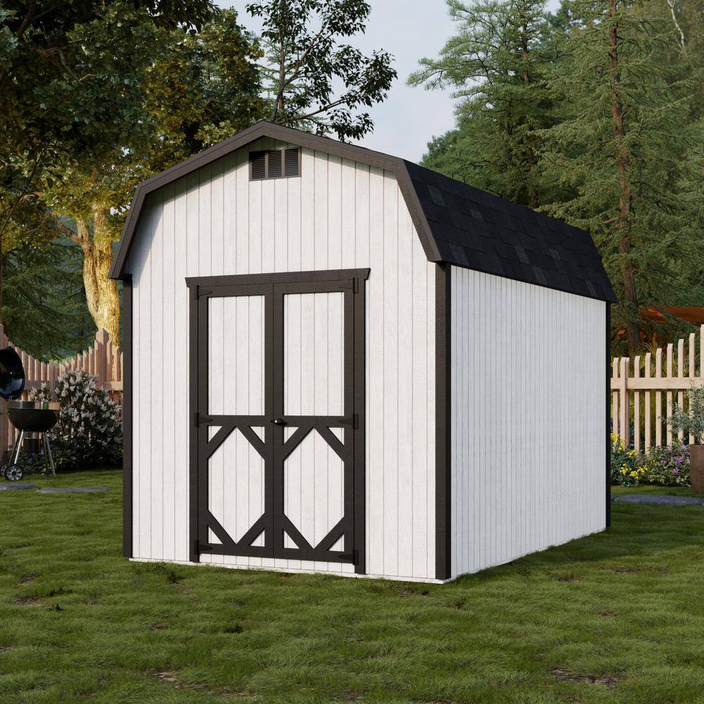 Little Cottage Co. 8x12 Classic Gambrel Barn with 6 ft. Sidewalls and Floor, Outdoor Wood Storage Shed Do-It-Yourself Precut Kit