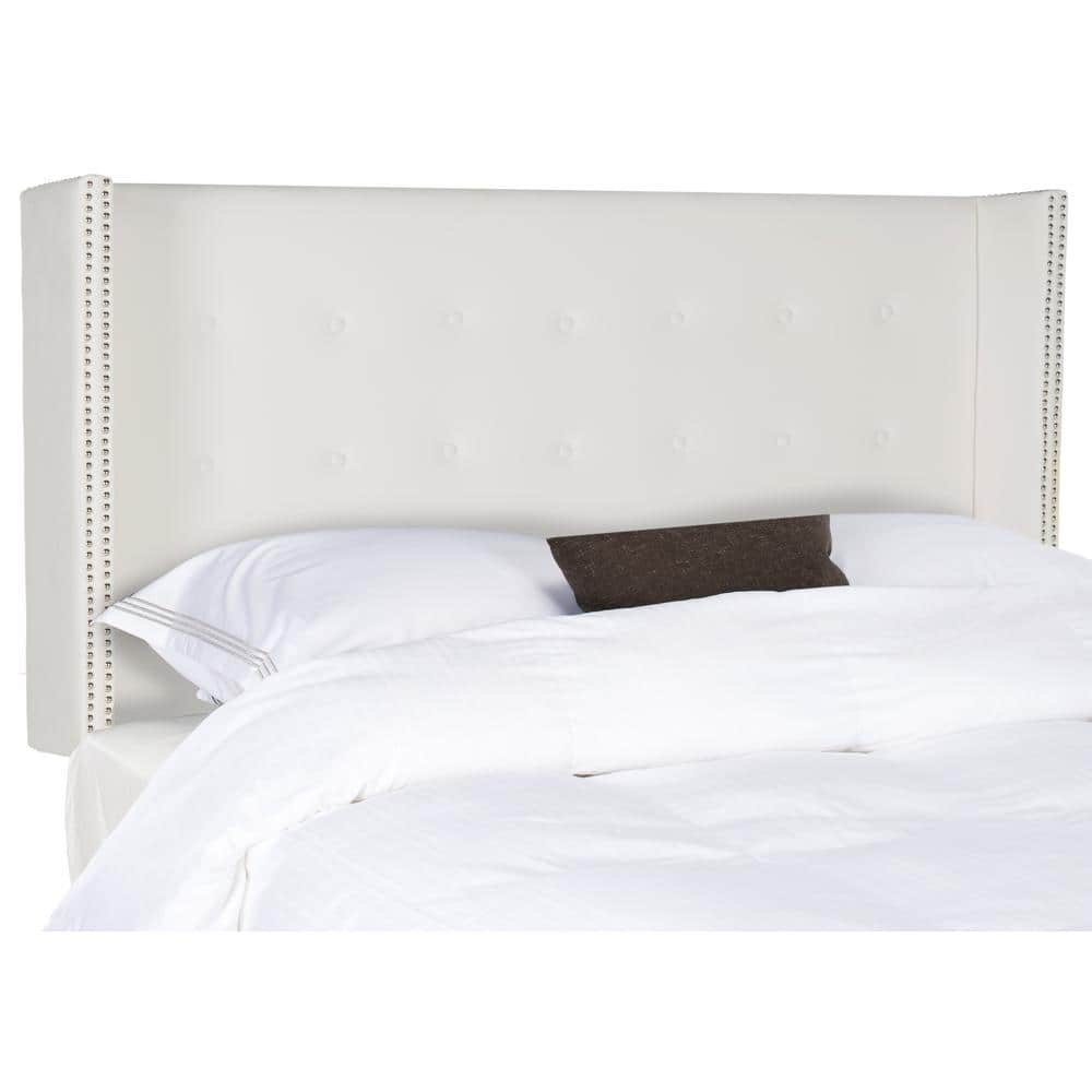 SAFAVIEH Keegan Winged Tufted Wood Headboard with Nail Heads, Queen, White