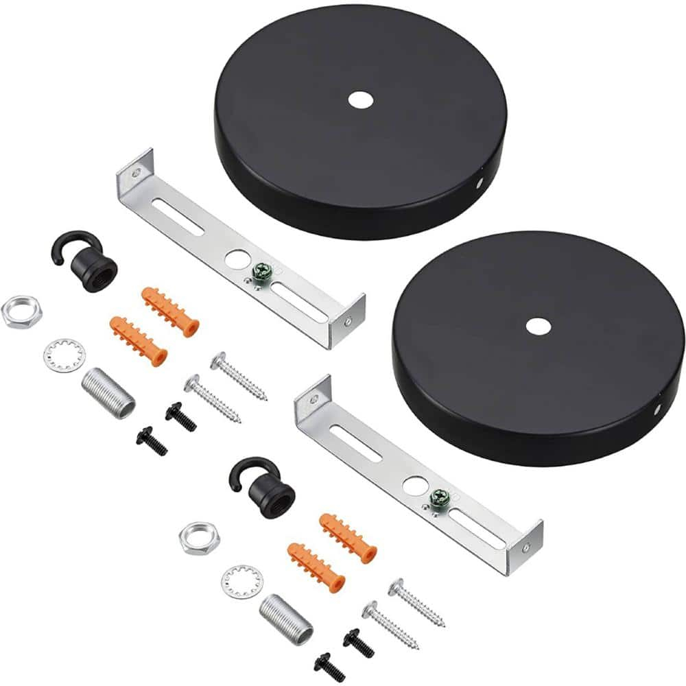 Aspen Creative 21510-12, Contemporary Fixture Canopy Kit, 4-3/4" Diameter, Matte Black, 2 Pack