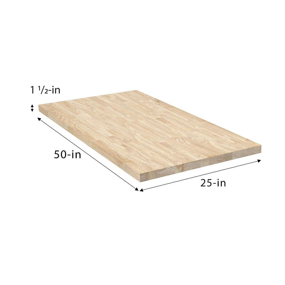 4 ft. L x 25 in. D Unfinished Hevea Solid Wood Butcher Block Countertop With Square Edge