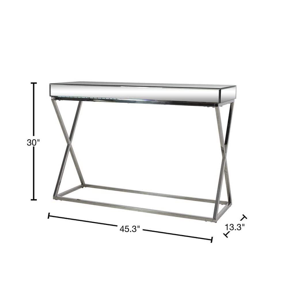 Noble House Govan Modern Glass and Metal Console Table, Silver