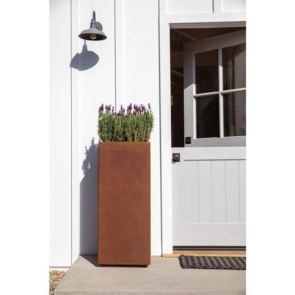 Tall Rust Corten Steel Outdoor Pedestal Planter