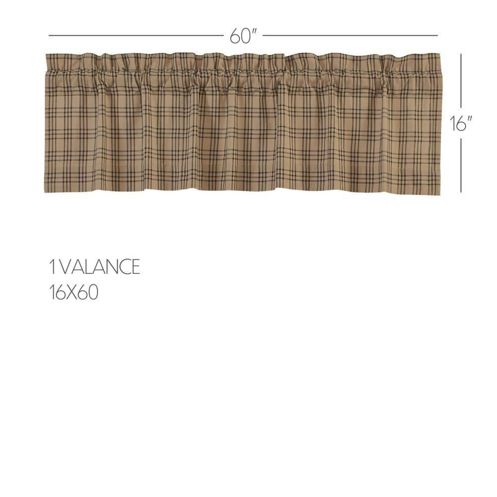 Sawyer Mill Charcoal Plaid Cotton Rod Pocket Valance, 16x60 Inches