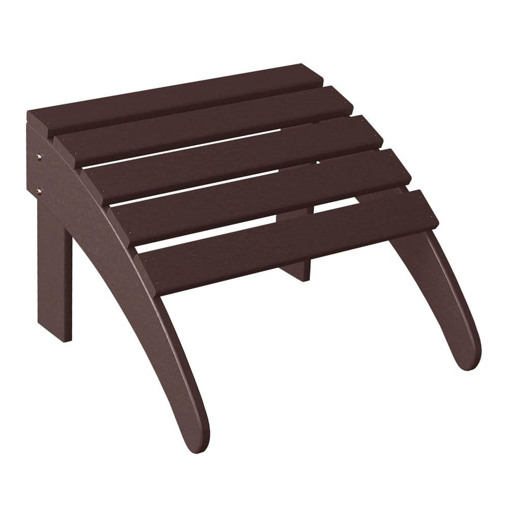 Polytrends  Laguna Hdpe All Weather Outdoor Patio Foldable Ottoman Dark Brown