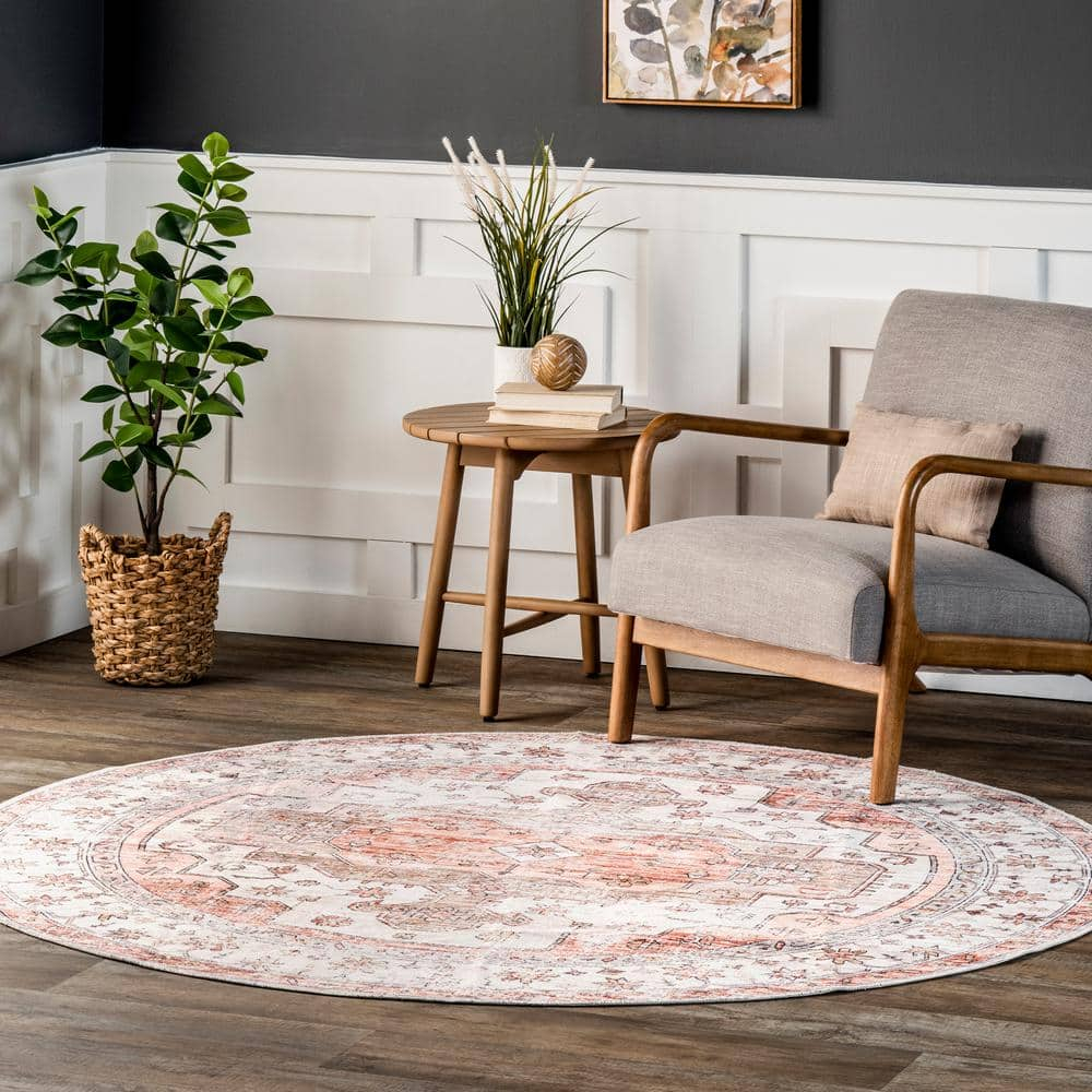 nuLOOM Banks Vintage Machine Washable Area Rug, 6', Beige