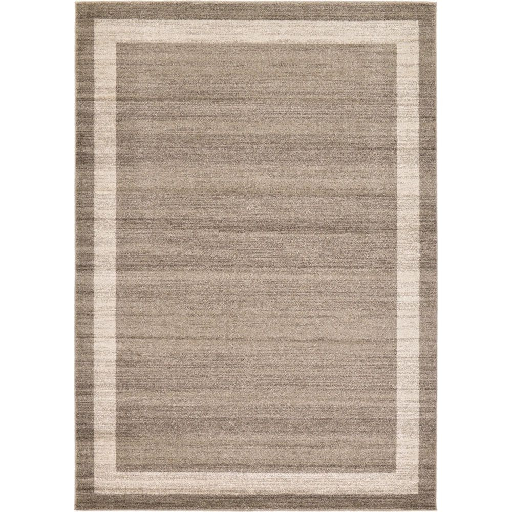 Unique Loom Maria Del Mar 7 x 10 (ft) Loomed Polypropylene Light Brown/Beige Rectangular Indoor Border Industrial Spot clean only Area rug
