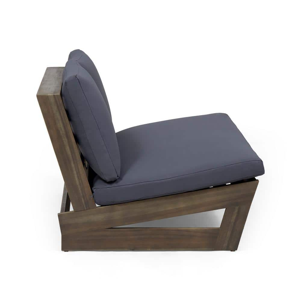 Noble House Sherwood Outdoor Acacia Wood Loveseat in Gray and Dark Gray