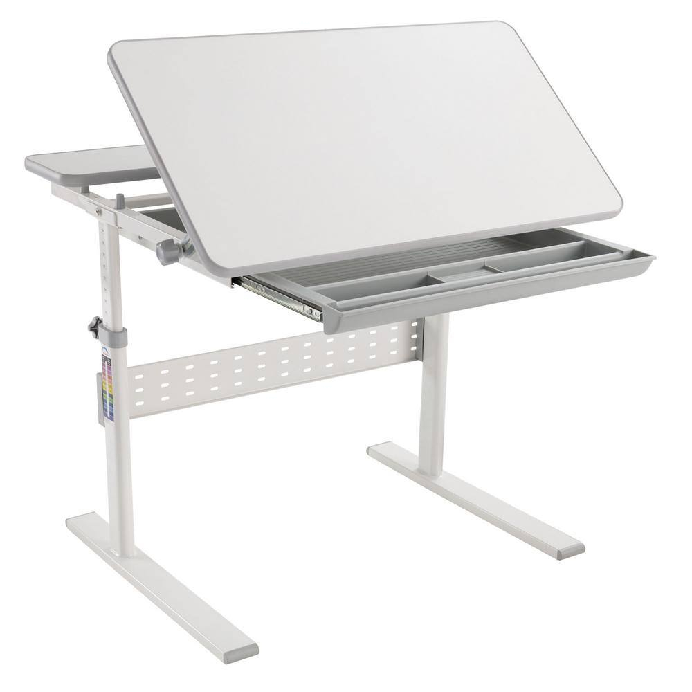 Mount-It! Kids Height Adjustable Desk | Plastic Finish | Grey