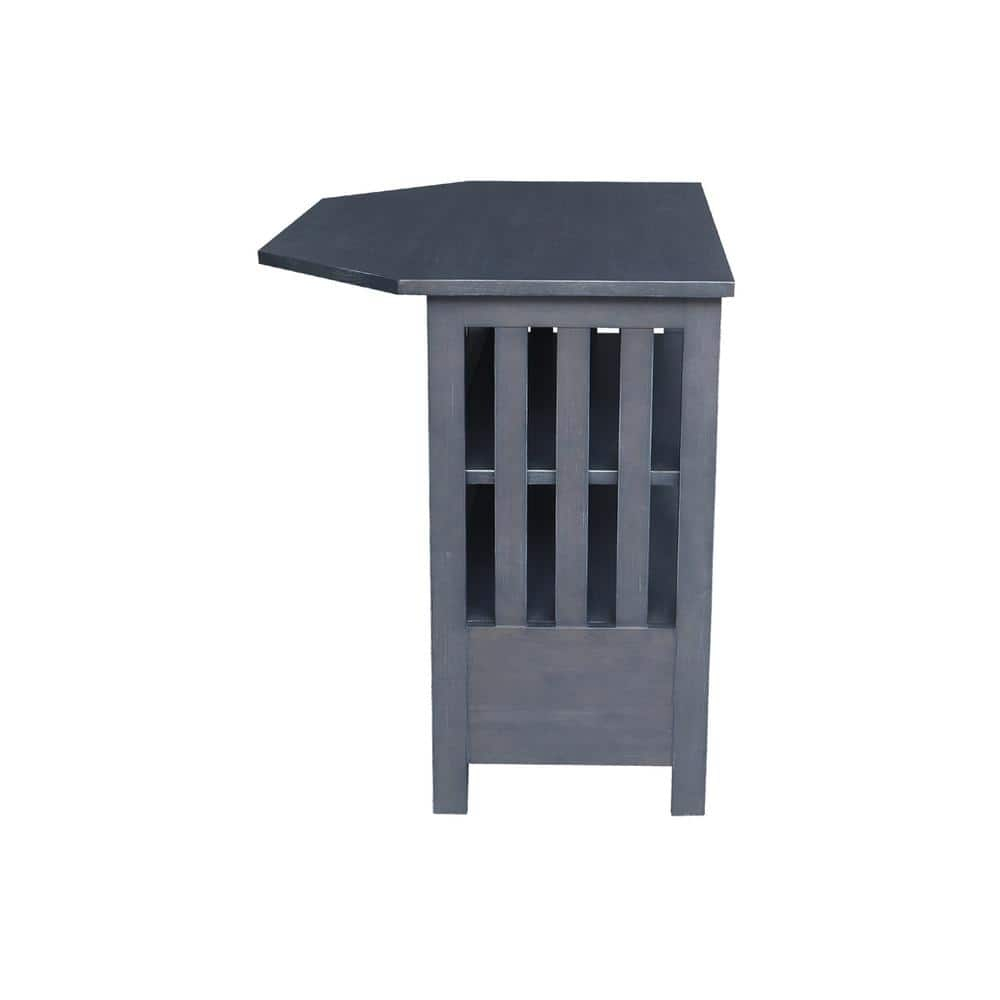 Solid Wood TV Stand with Shelves and Drawer in Heather Gray - 28.9"  Height