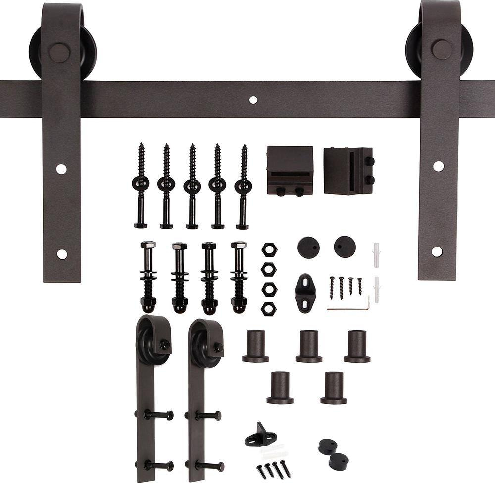Multicolor Solid Wood Double Sliding Barn Door Kit with Matte Black Hardware