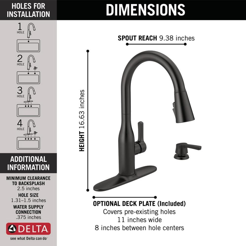 Marca Single-Handle Pull-Down Sprayer Kitchen Faucet with ShieldSpray Technology in Matte Black