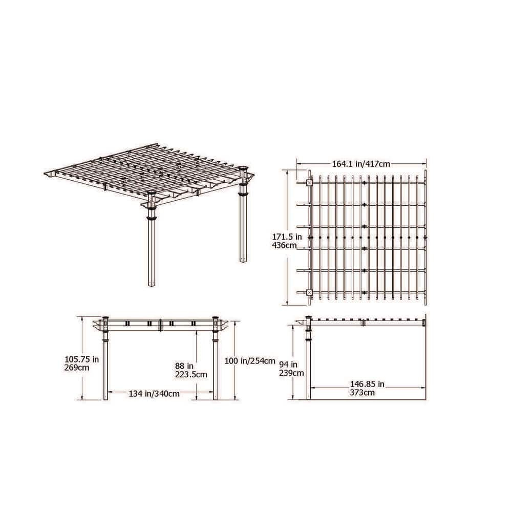 Vita 12' x 12' Freemont White Vinyl Pergola, VA42044