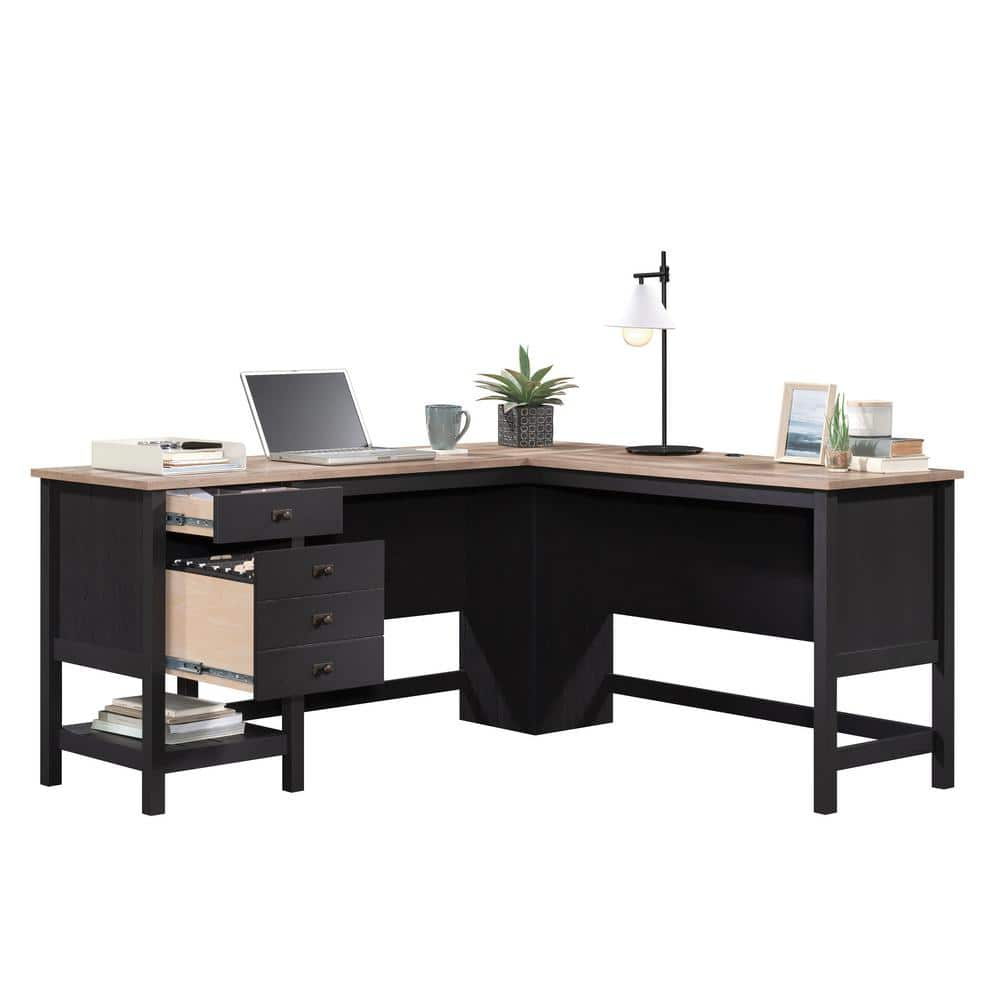 Sauder Cottage Road L-Shape Desk, Raven Oak Finish