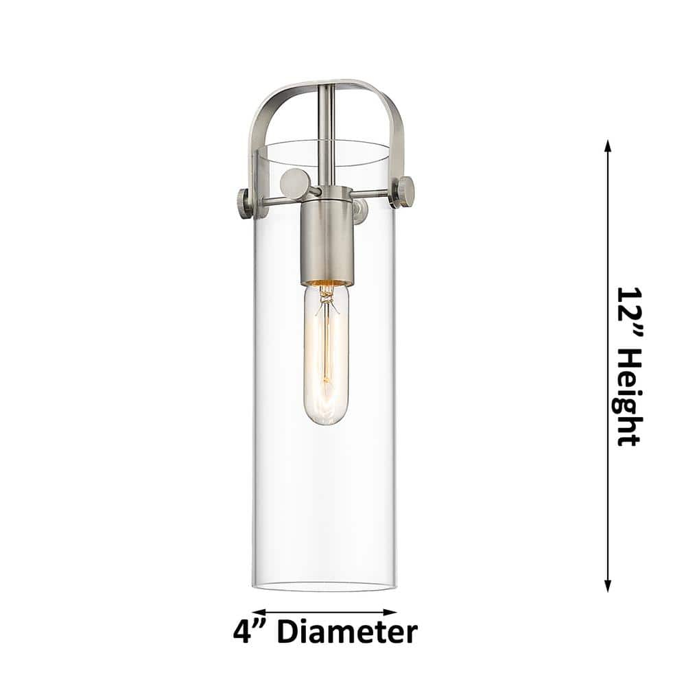 Pilaster II Cylinder 100-Watt 1 Light Brushed Brass Shaded Pendant Light with Frosted glass Frosted Glass Shade