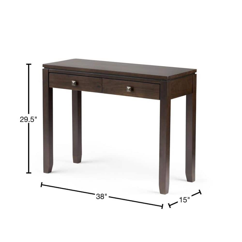 Simpli Home Cosmopolitan Solid Wood Console Table with 2 Drawers Mahogany Brown
