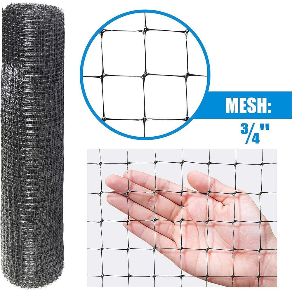 7 ft. x 100 ft. x 3/4 in. Black Plastic Deer/Bird/Rodent Block Garden Netting