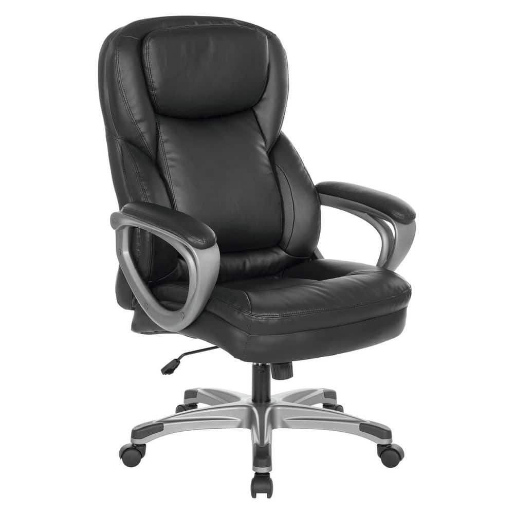 Executive Black Bonded Leather Chair with Titanium Coated Nylon Base