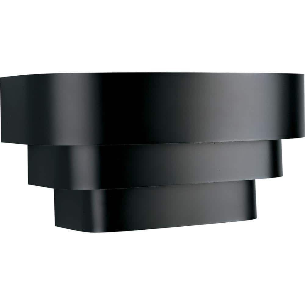 Progress Lighting, Tri-Band Louver, 1-Light Wall Sconce, Matte Black, Metal Shade, Steel, 7" W x 7" H x 14" L, 100W MED, BL