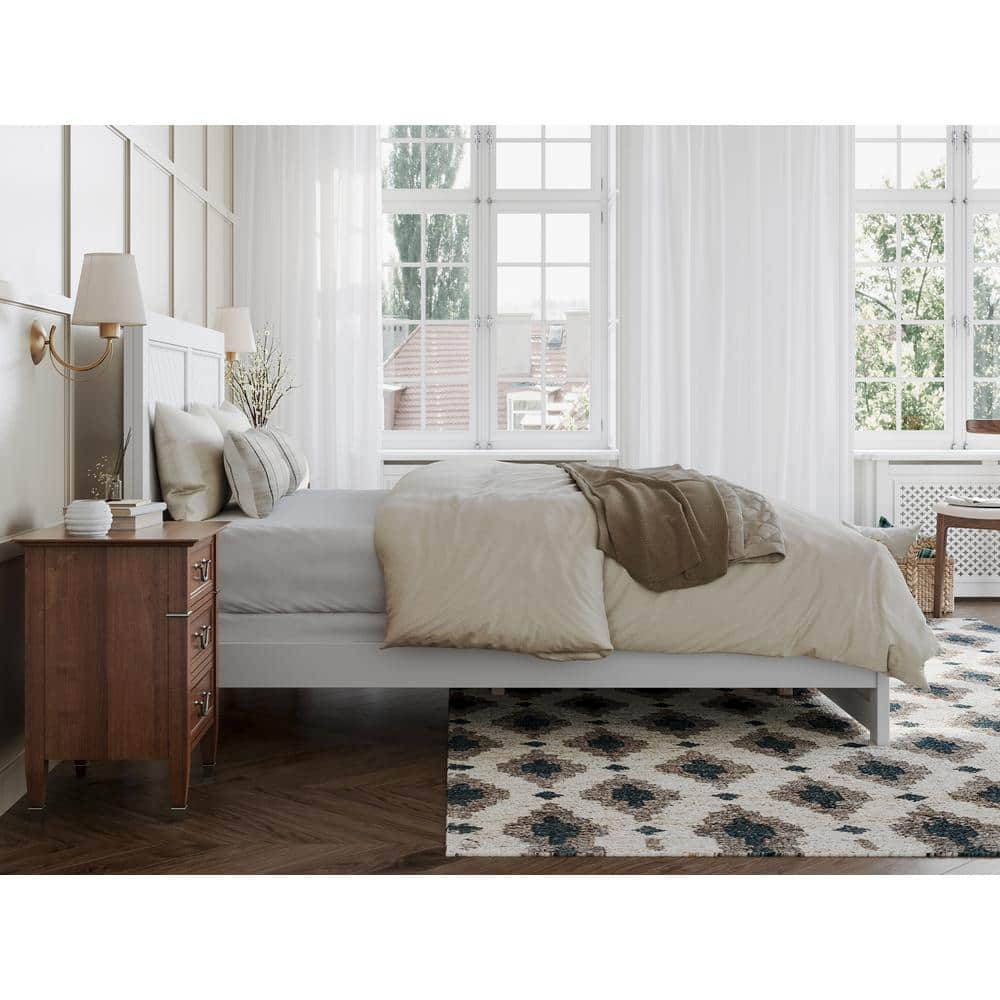 AFI Canyon White Solid Wood Foundation Bed Frame with Matching Footboard, Full