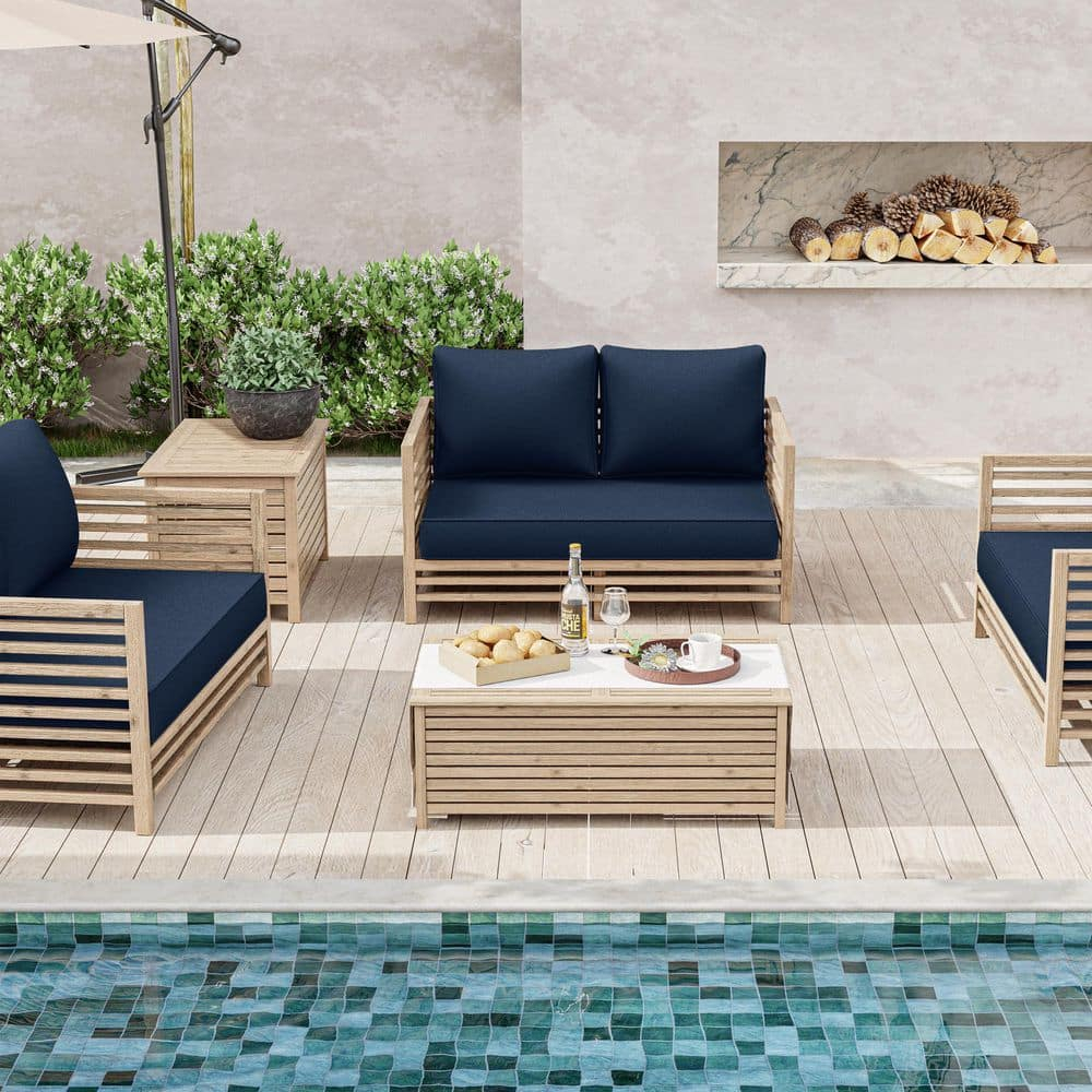 Outdoor Loveseat Cushion, Waterproof Fade & Tear Resistant Seat and Backrest Cushion Set for Patio Furniture,46x24 Inch, Navy