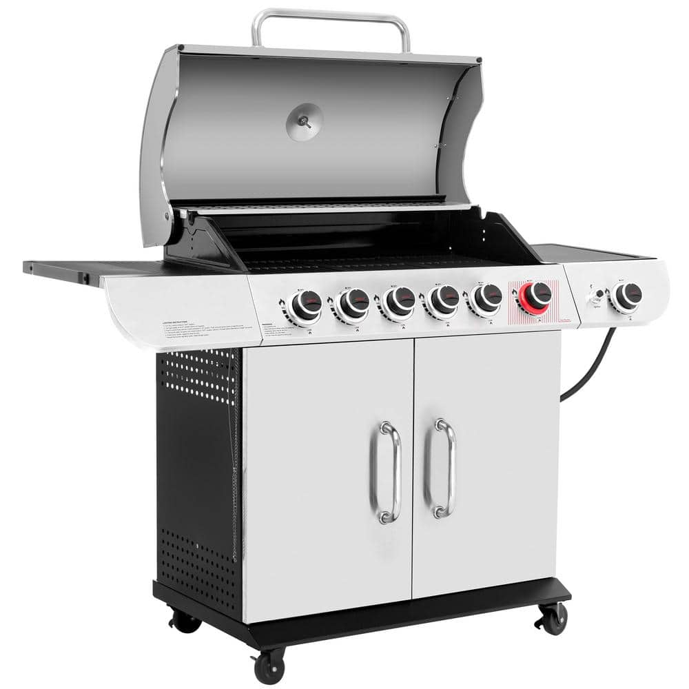 Stainless Steel 6-Burner Propane Gas Grill with Side Burner