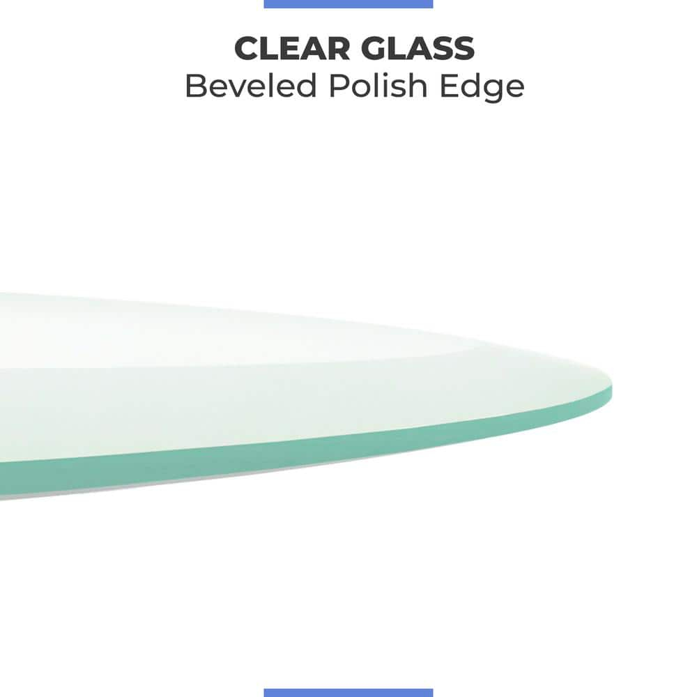 Pro Safe Glass 24" Round Tempered Glass Table Top 1/2" Thick Bevel Edge - Clear