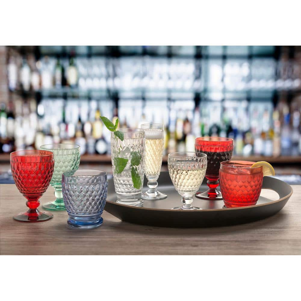 Boston Blue Faceted Crystal Goblet Set of 4