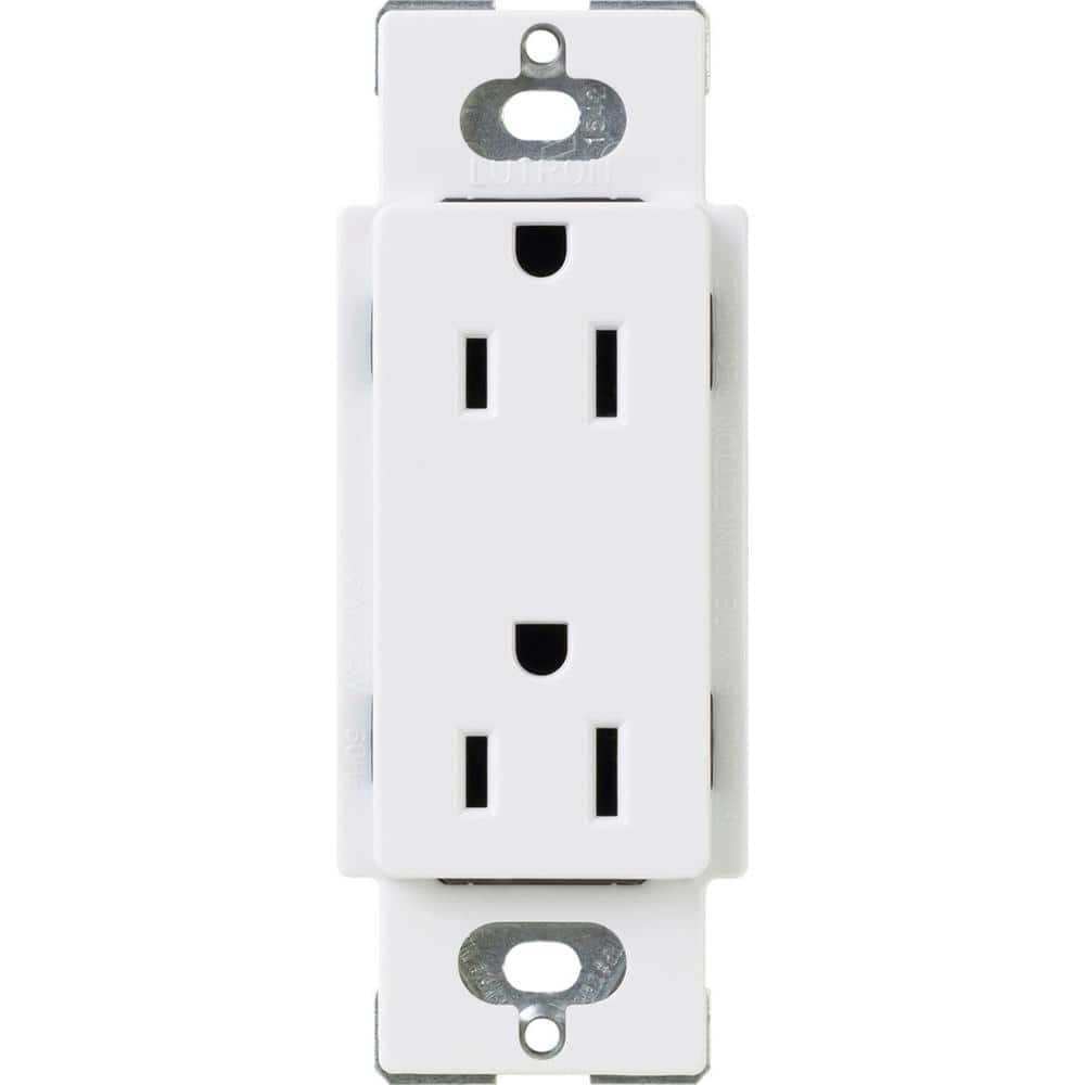 White Tamper-Resistant Duplex Receptacle with Sleek Design