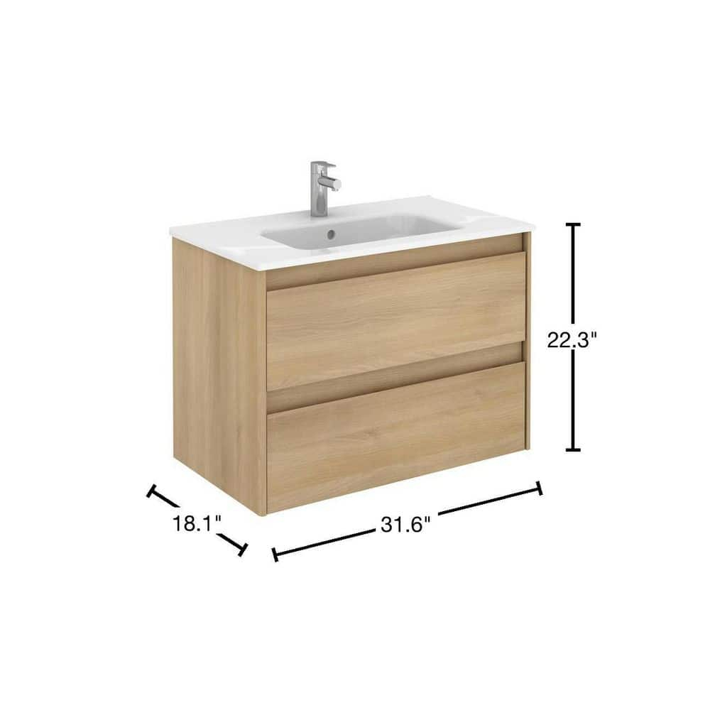 Ws Bath Collections Ambra 80 Ambra 32" Wall Mounted Single Basin Vanity Set - Wood