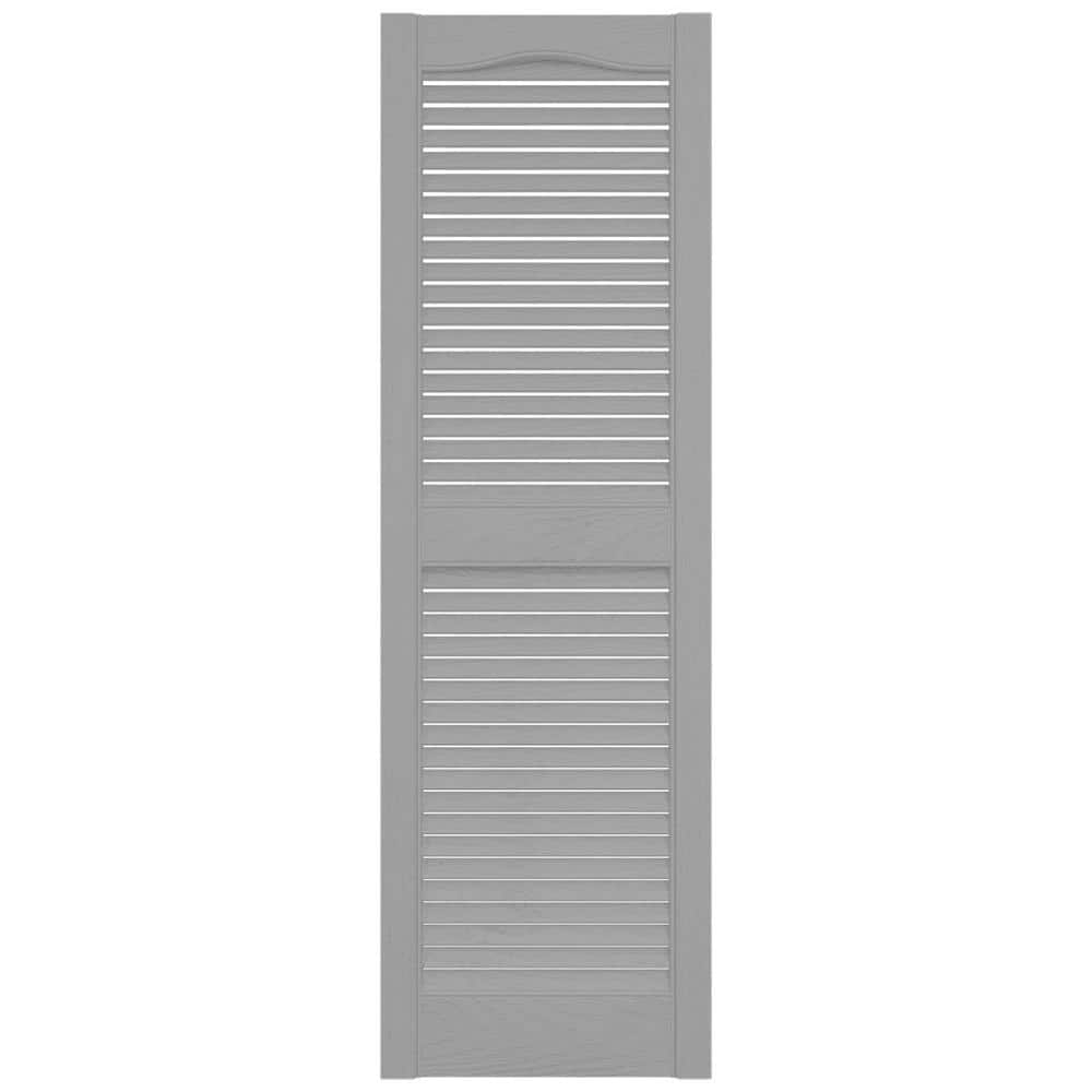 60" Gray Vinyl Louvered Exterior Shutters Pair