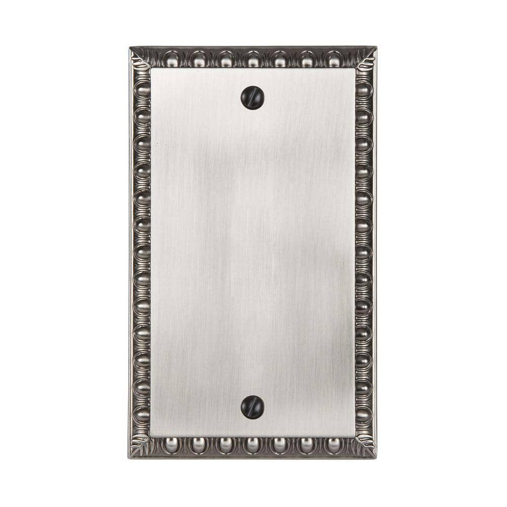 Amerelle Egg & Dart Single Blank Cast Metal Wallplate in Antique Nickel