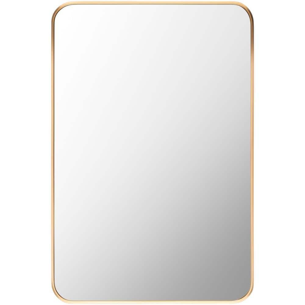 Aranya Chic Brushed Metal Rectangular Mirror in Gold & Silver