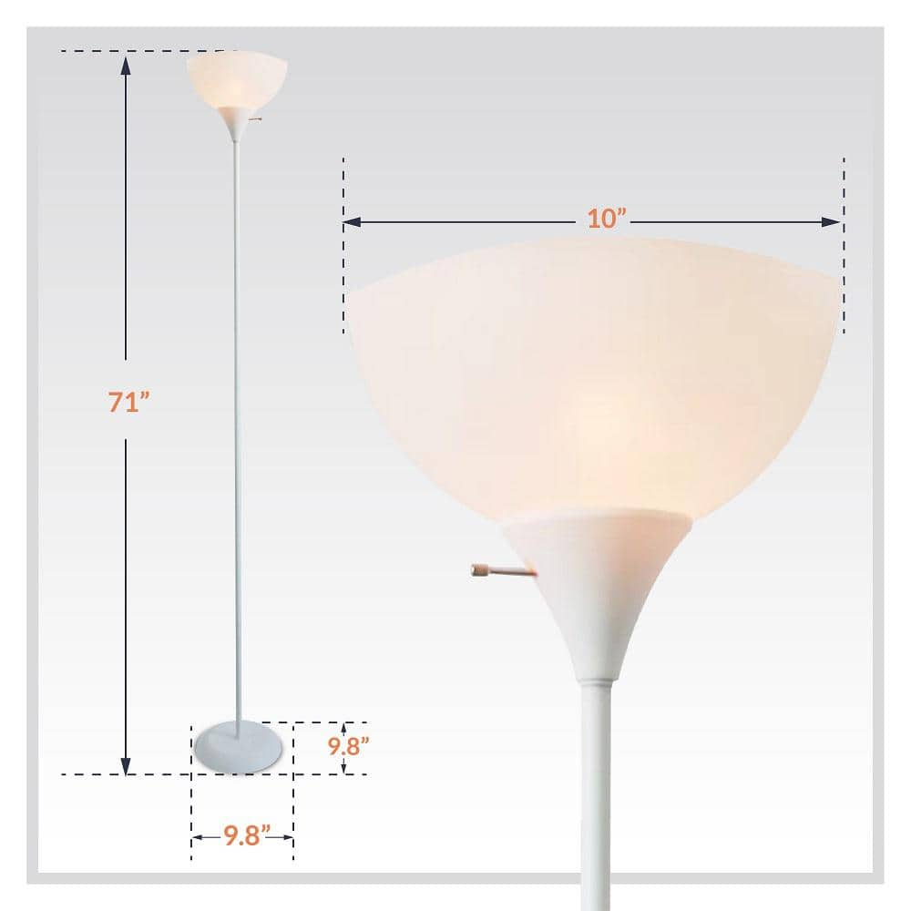 Newhouse Lighting 71” Modern White Energy Efficient Floor Lamp with White Torchiere Shades