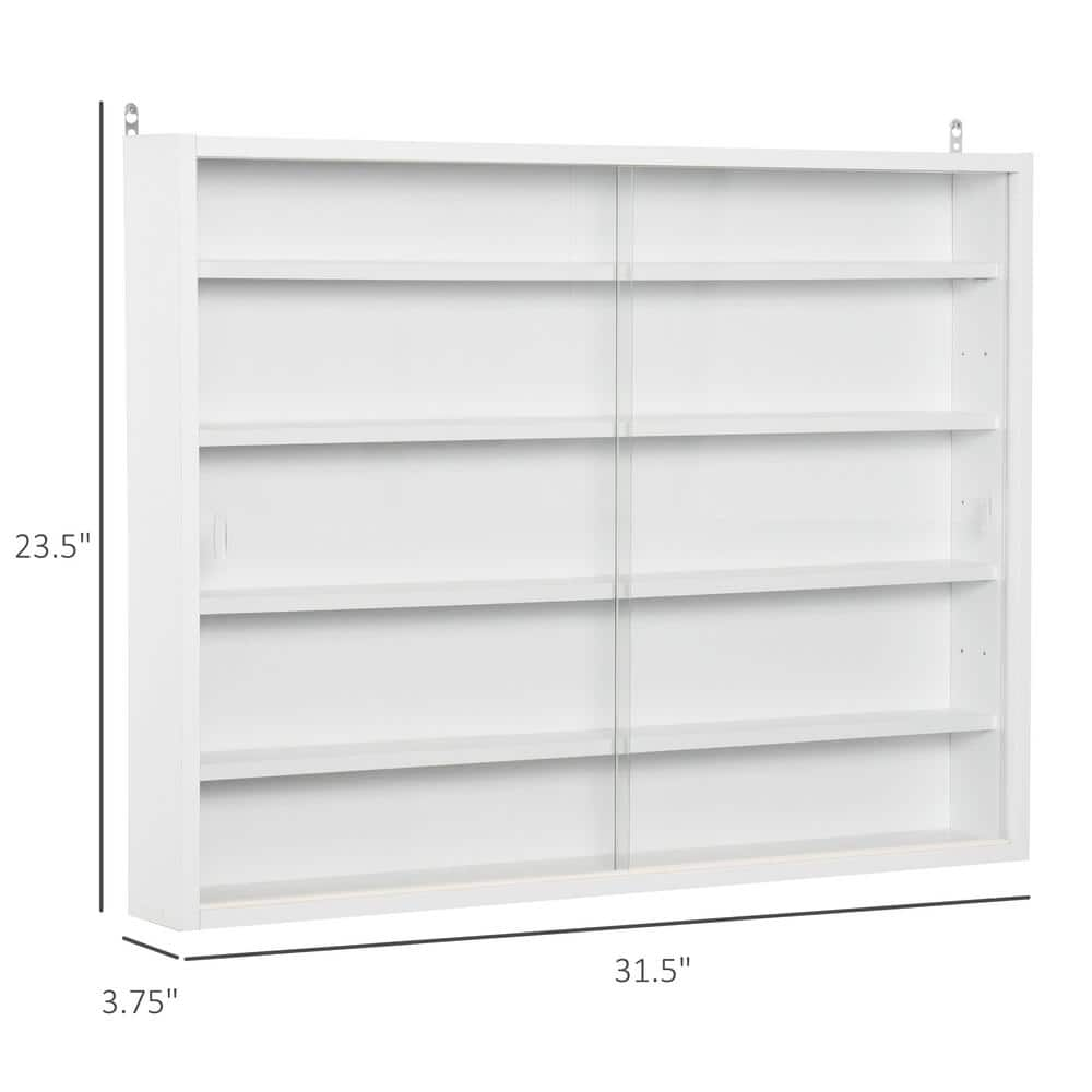 3.75 in. x 31.5 in. x 23.5 in. White Floating Decorative Wall Shelf with Brackets and 4-Adjustable Shelves
