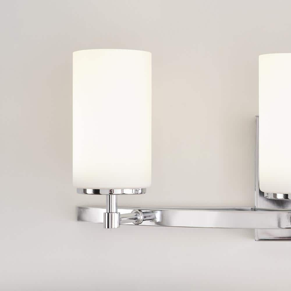 Alturas 22 in. 3-Light Chrome Modern Contemporary Wall Bathroom Vanity Light with Satin Etched Glass Shades