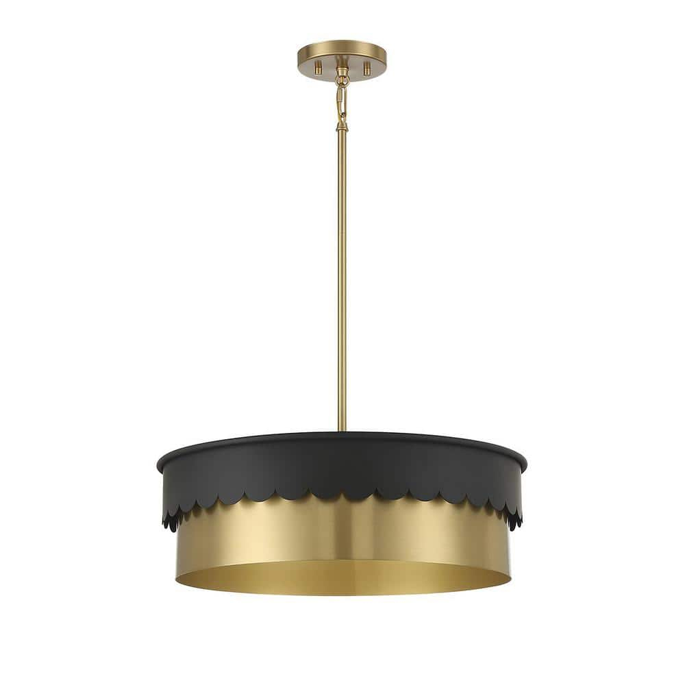Trade Winds Suzy 4-Light Pendant in Matte Black and Natural Brass