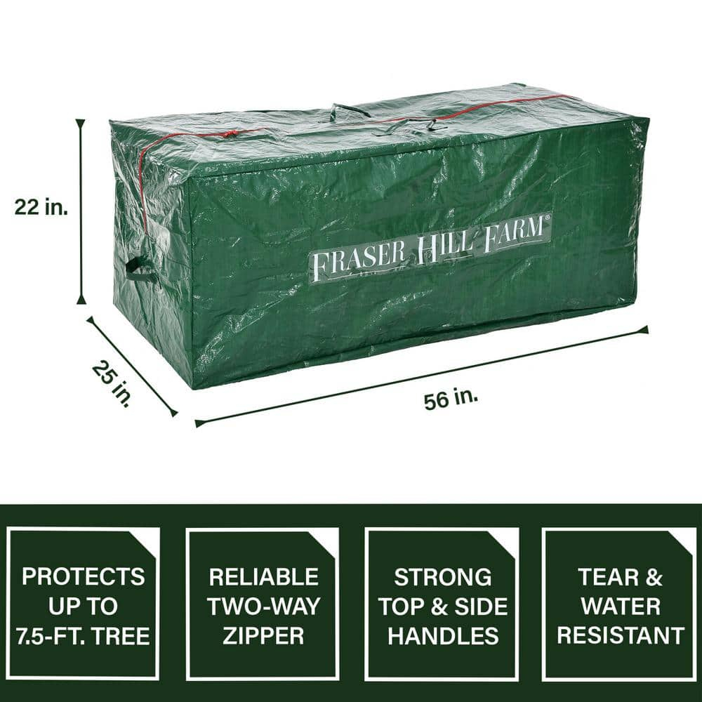 Fraser Hill Farm Christmas Tree Heavy Duty Storage Bag for Disassembled Artificial Trees up to 7.5 Feet Tall