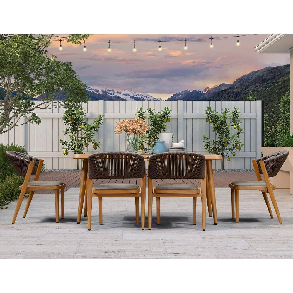 Outdoor Patio Dining Chairs with Cushions All Aluminum Frame for Lawn Garden Backyard Deck Patio in Gray(Set of 2)